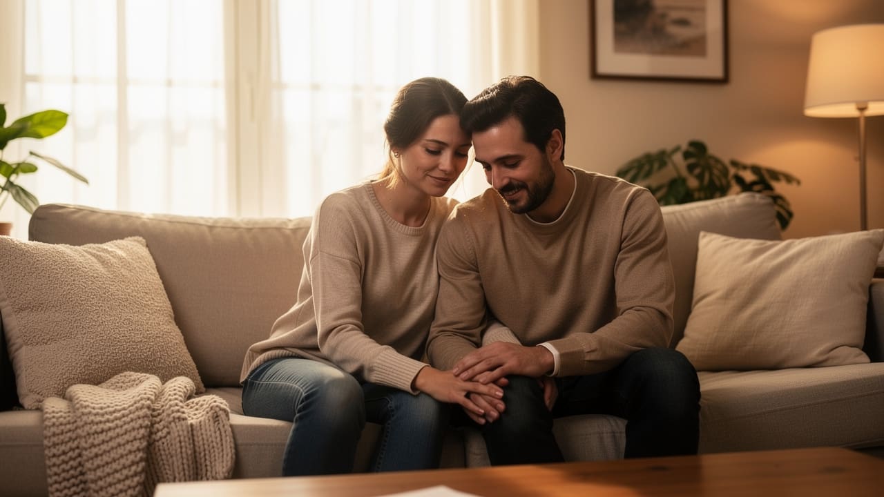 Two people sharing supportive connection and comfort