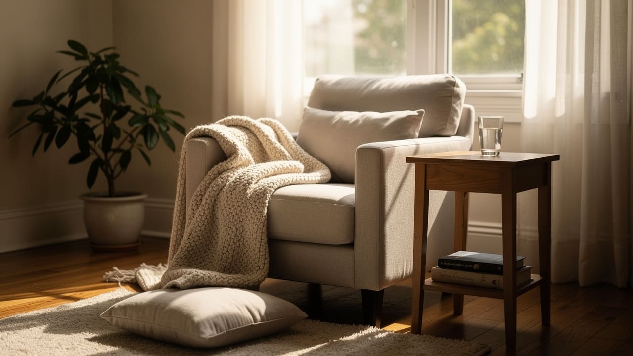 Comfortable home meditation space for cancer patients